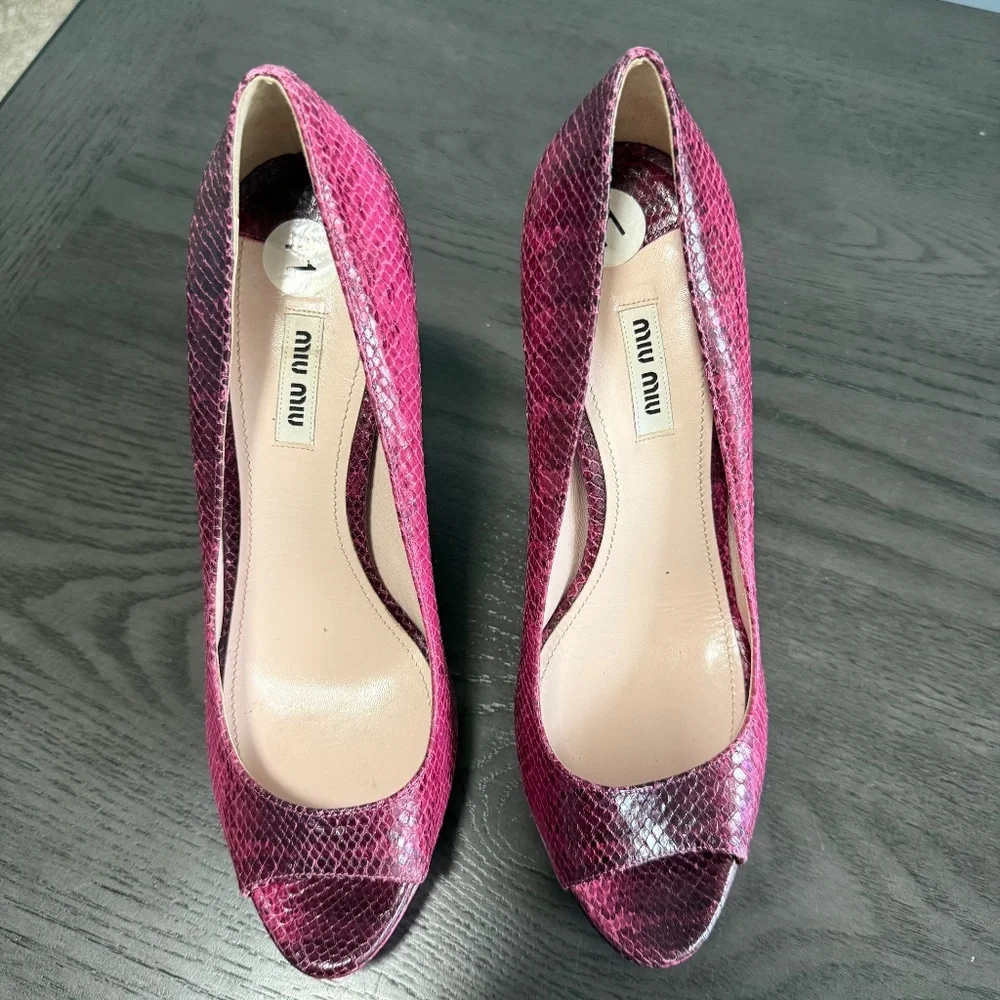 Miu Miu Prada Snakeskin Open-toe Pumps Platforms‎ Size 11 B